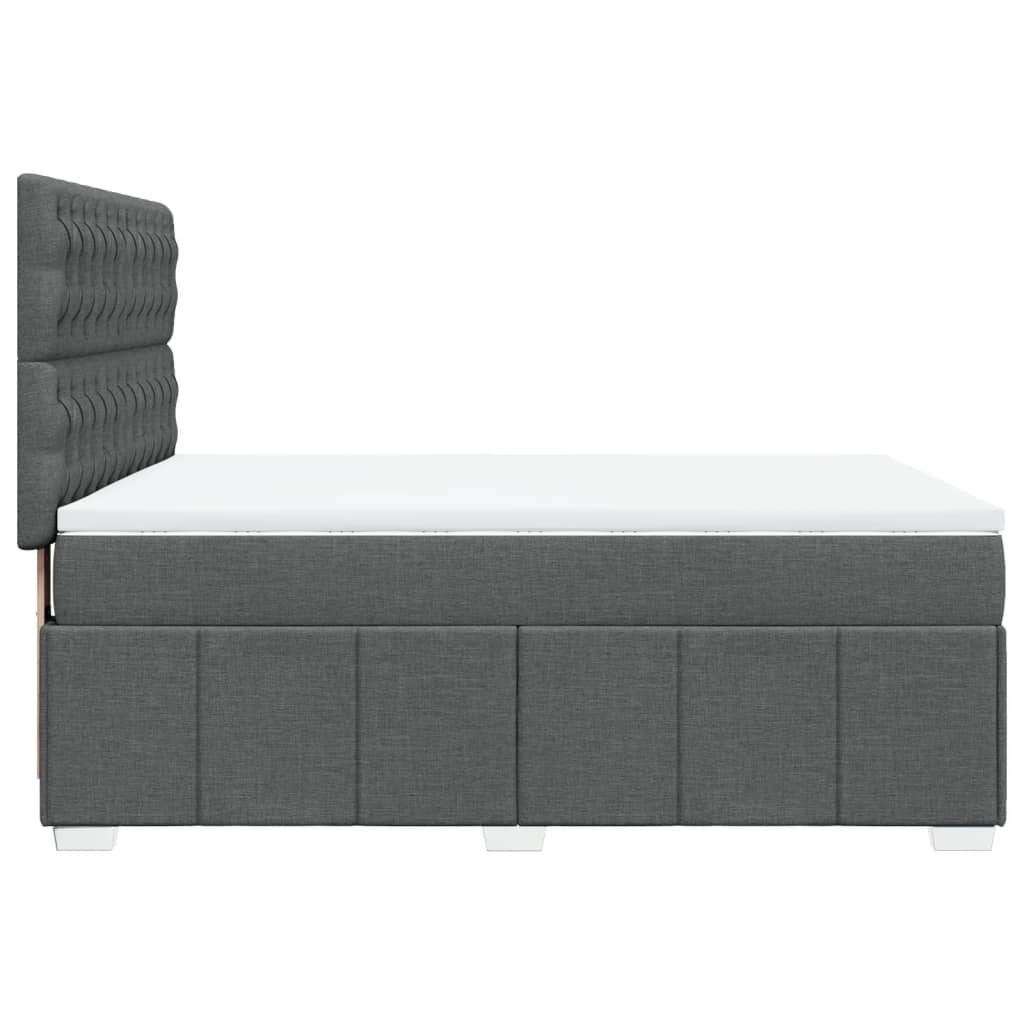 Κρεβάτι Boxspring με Στρώμα Σκούρο Γκρι 140x200 εκ Υφασμάτινο