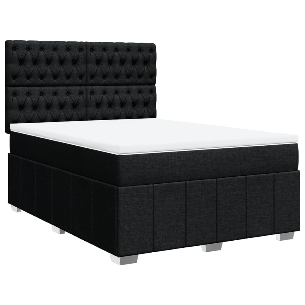 Κρεβάτι Boxspring με Στρώμα Μαύρο 140x200 εκ. Υφασμάτινο - Pakobazaar