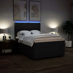 Κρεβάτι Boxspring με Στρώμα Μαύρο 140x200 εκ. Υφασμάτινο - Pakobazaar