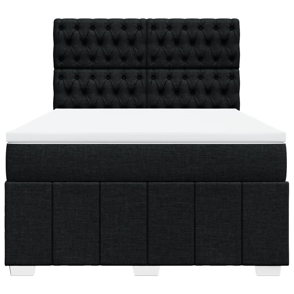 Κρεβάτι Boxspring με Στρώμα Μαύρο 140x200 εκ. Υφασμάτινο - Pakobazaar