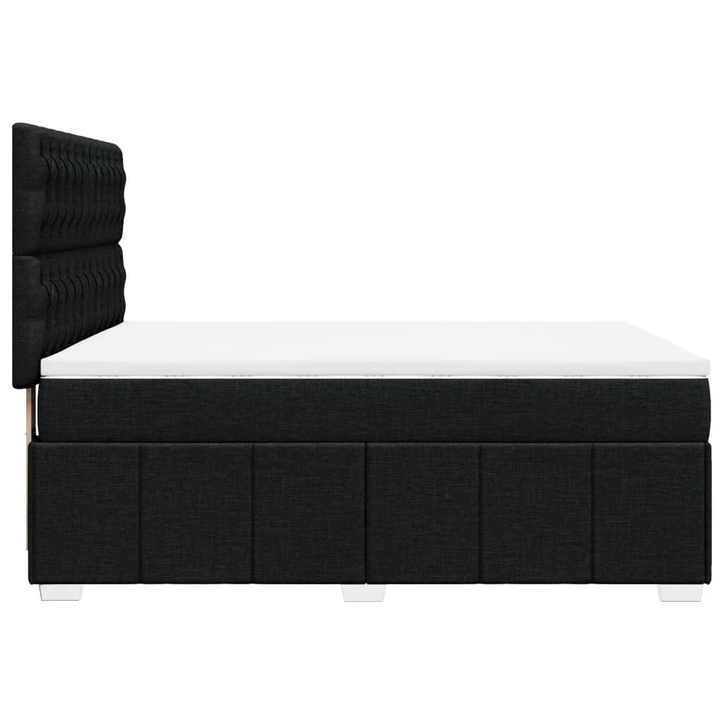 Κρεβάτι Boxspring με Στρώμα Μαύρο 140x200 εκ. Υφασμάτινο - Pakobazaar
