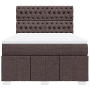 Κρεβάτι Boxspring με Στρώμα Σκούρο Καφέ 140x200 εκ Υφασμάτινο - Pakobazaar