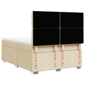 Κρεβάτι Boxspring με Στρώμα Κρεμ 140x200 εκ. Υφασμάτινο - Pakobazaar