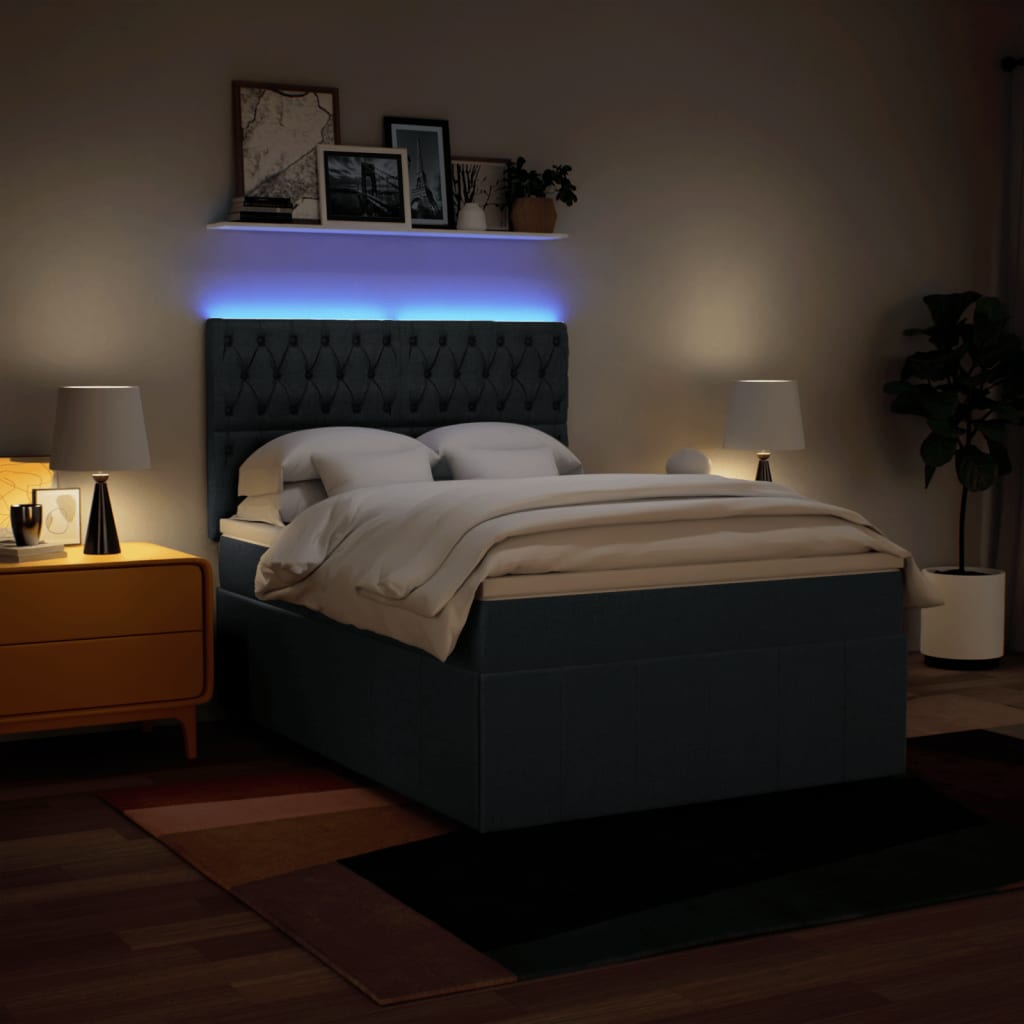 Κρεβάτι Boxspring με Στρώμα Μπλε 140x200 εκ. Υφασμάτινο - Pakobazaar