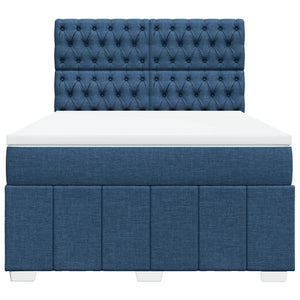 Κρεβάτι Boxspring με Στρώμα Μπλε 140x200 εκ. Υφασμάτινο - Pakobazaar