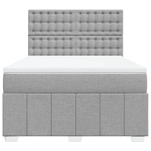 Κρεβάτι Boxspring με Στρώμα Ανοιχτό Γκρι 140x200 εκ. Υφασμάτινο - Pakobazaar