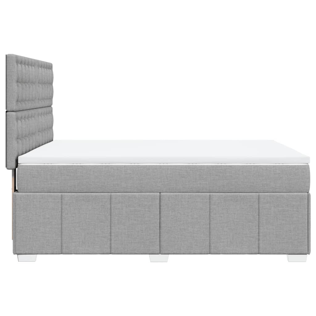 Κρεβάτι Boxspring με Στρώμα Ανοιχτό Γκρι 140x200 εκ. Υφασμάτινο - Pakobazaar