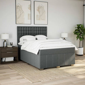 Κρεβάτι Boxspring με Στρώμα Σκούρο Γκρι 140x200 εκ Υφασμάτινο