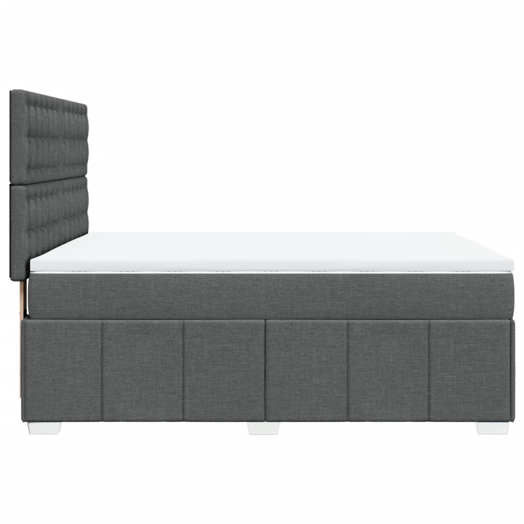 Κρεβάτι Boxspring με Στρώμα Σκούρο Γκρι 140x200 εκ Υφασμάτινο