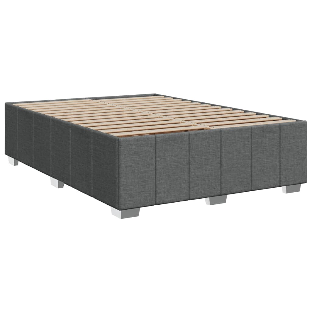 Κρεβάτι Boxspring με Στρώμα Σκούρο Γκρι 140x200 εκ Υφασμάτινο