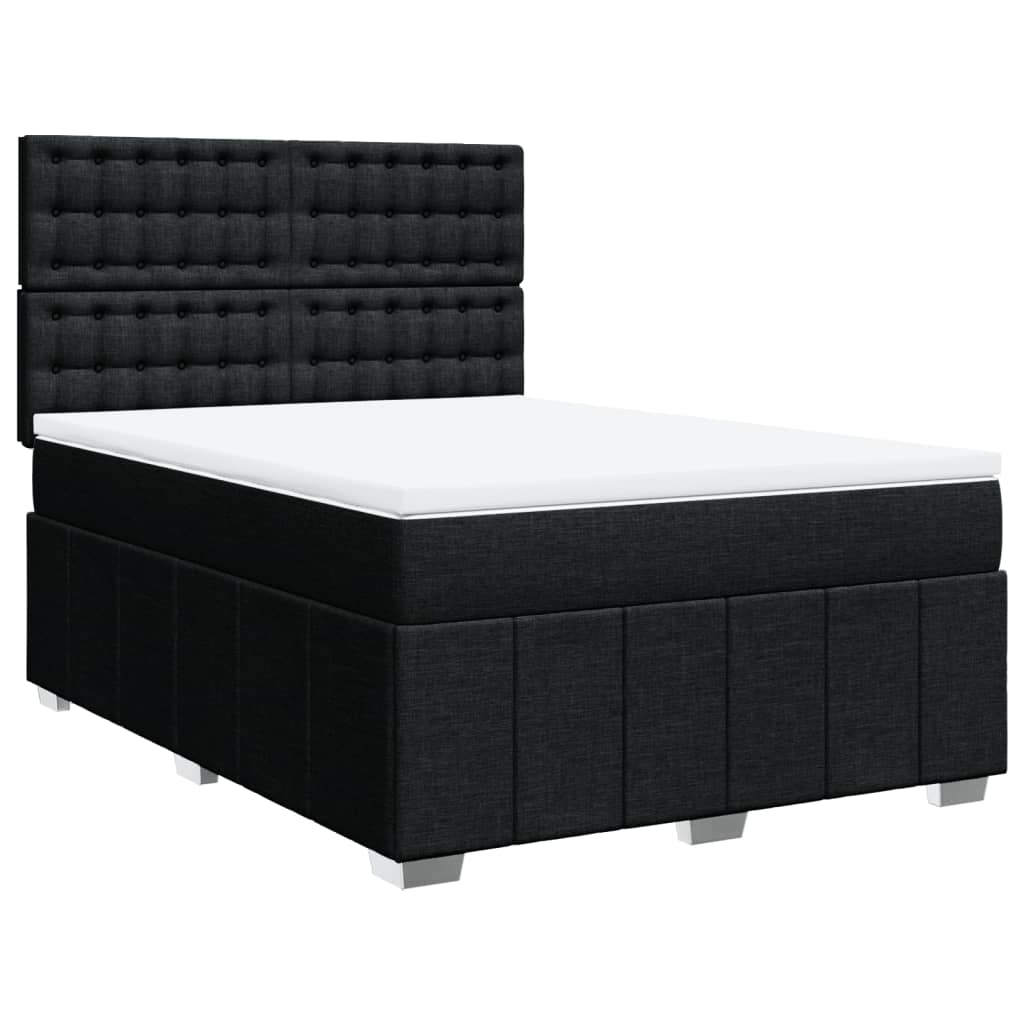Κρεβάτι Boxspring με Στρώμα Μαύρο 140x200 εκ. Υφασμάτινο - Pakobazaar