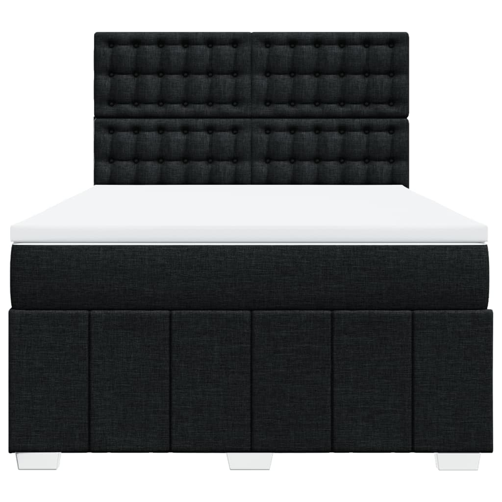 Κρεβάτι Boxspring με Στρώμα Μαύρο 140x200 εκ. Υφασμάτινο - Pakobazaar