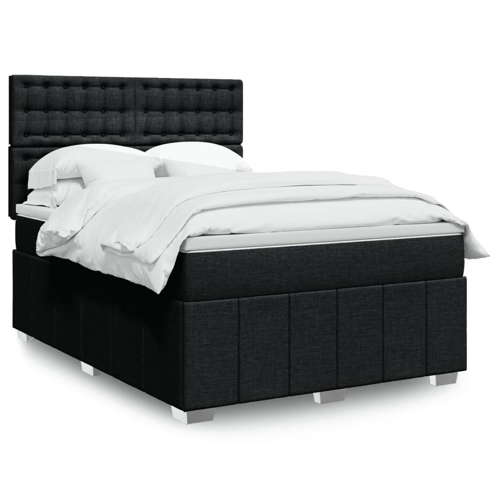Κρεβάτι Boxspring με Στρώμα Μαύρο 140x200 εκ. Υφασμάτινο - Pakobazaar