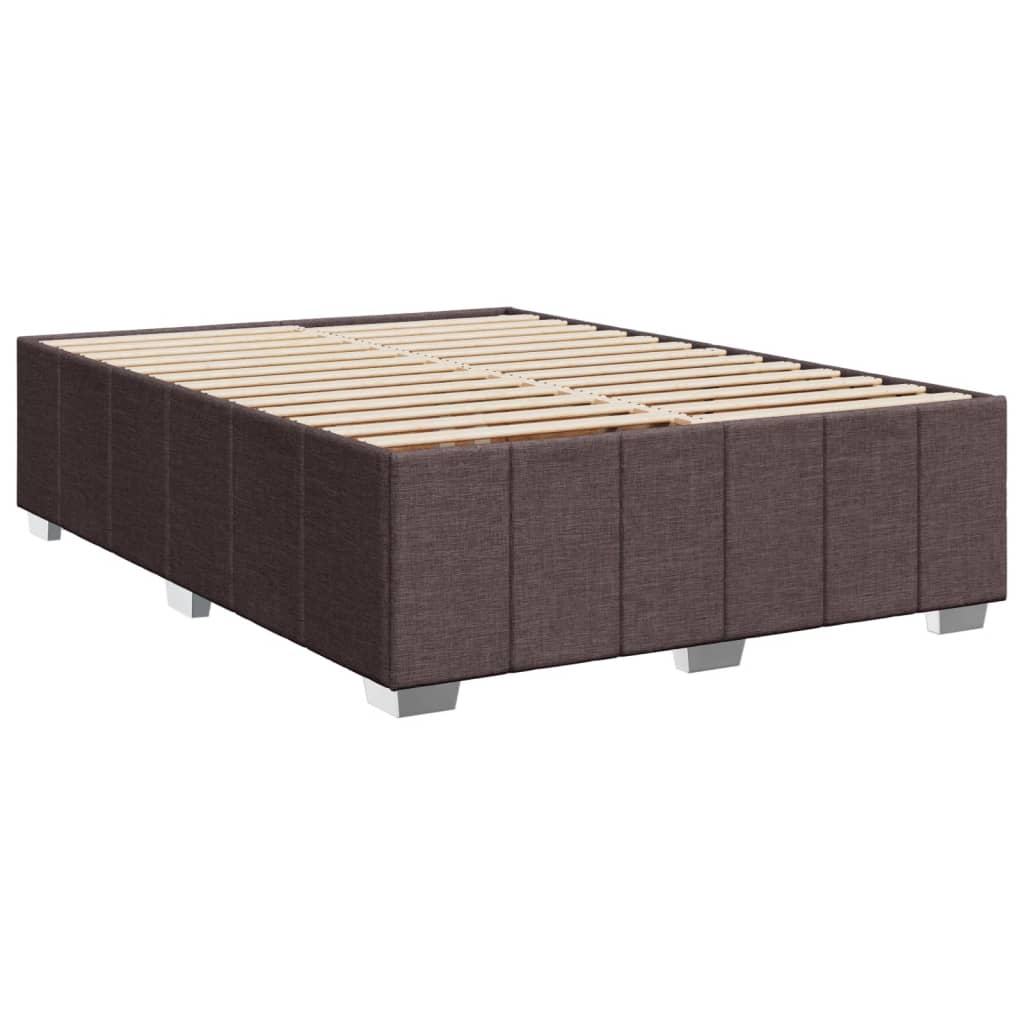 Κρεβάτι Boxspring με Στρώμα Σκούρο Καφέ 140x200 εκ Υφασμάτινο - Pakobazaar