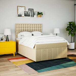 Κρεβάτι Boxspring με Στρώμα Κρεμ 140x200 εκ. Υφασμάτινο - Pakobazaar