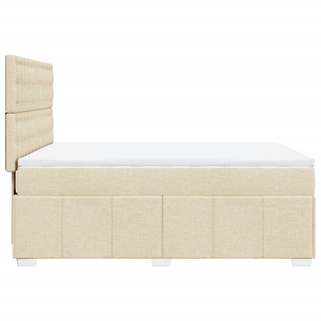 Κρεβάτι Boxspring με Στρώμα Κρεμ 140x200 εκ. Υφασμάτινο - Pakobazaar