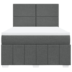 Κρεβάτι Boxspring με Στρώμα Σκούρο Γκρι 160x200 εκ Υφασμάτινο - Pakobazaar