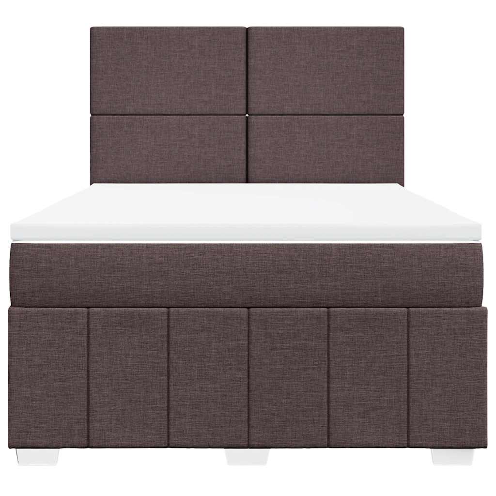 Κρεβάτι Boxspring με Στρώμα Σκούρο Καφέ 160x200 εκ Υφασμάτινο - Pakobazaar