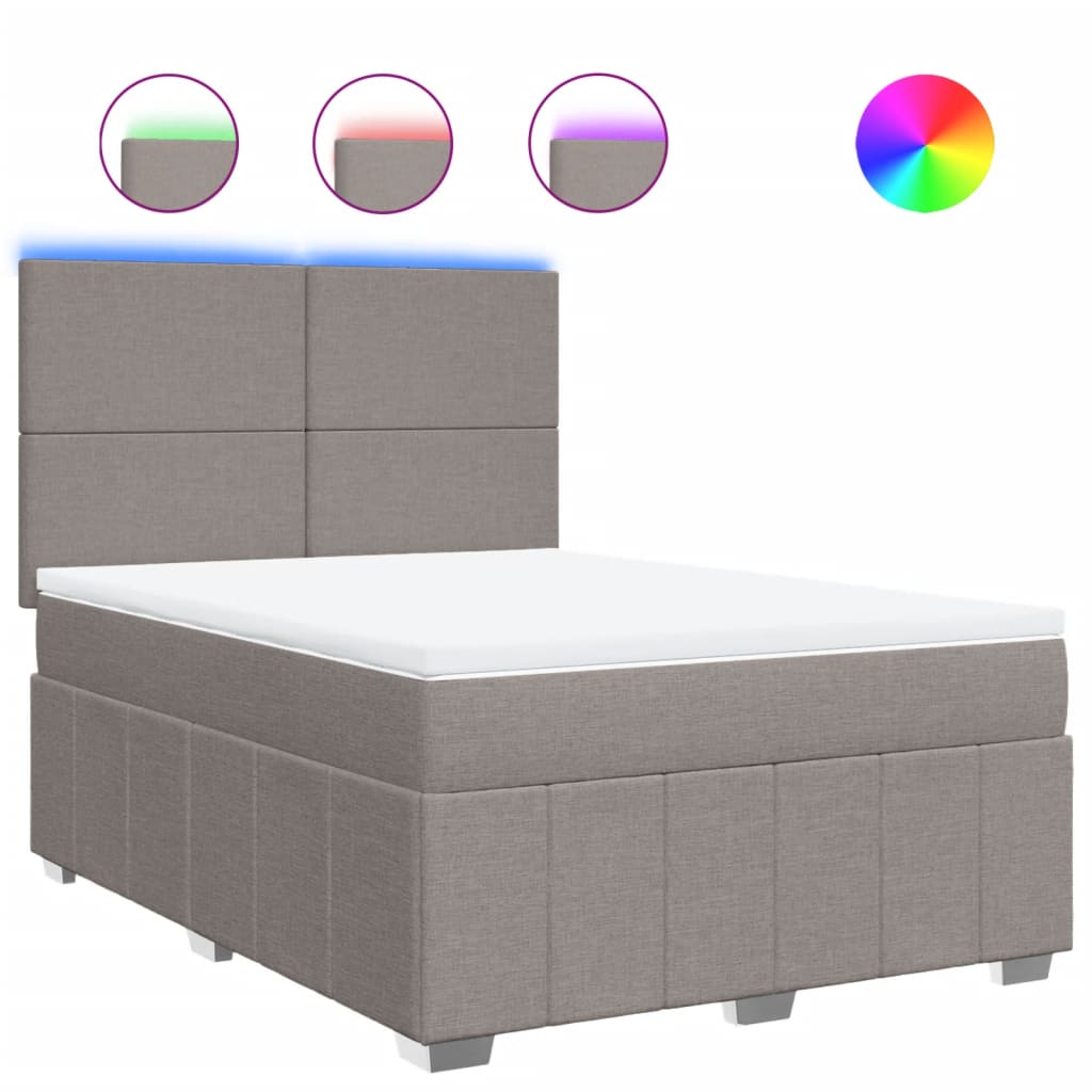 Κρεβάτι Boxspring με Στρώμα Taupe 160x200 εκ. Υφασμάτινο - Pakobazaar
