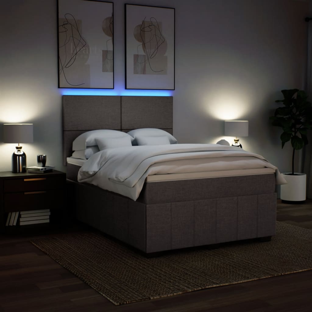 Κρεβάτι Boxspring με Στρώμα Taupe 160x200 εκ. Υφασμάτινο - Pakobazaar
