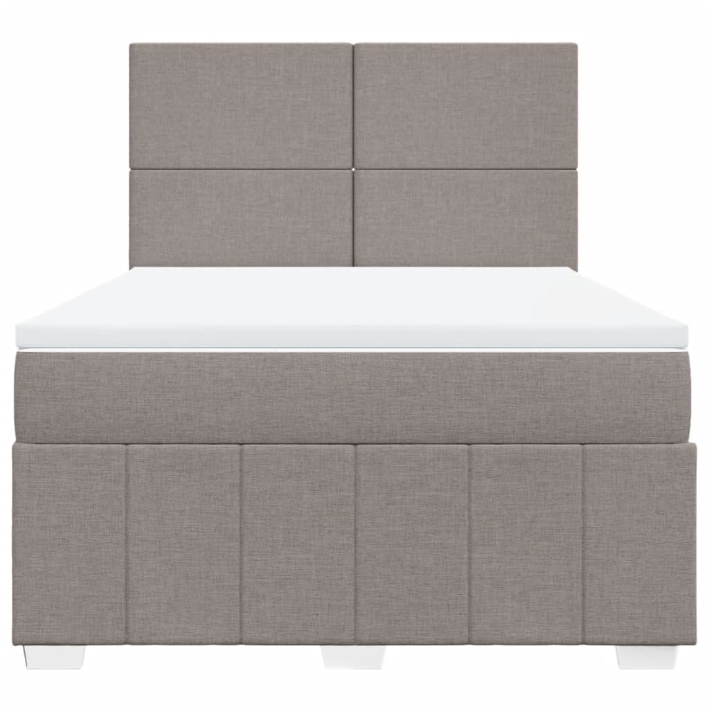 Κρεβάτι Boxspring με Στρώμα Taupe 160x200 εκ. Υφασμάτινο - Pakobazaar