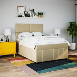 Κρεβάτι Boxspring με Στρώμα Κρεμ 160x200 εκ. Υφασμάτινο - Pakobazaar