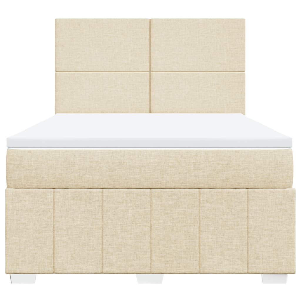 Κρεβάτι Boxspring με Στρώμα Κρεμ 160x200 εκ. Υφασμάτινο - Pakobazaar