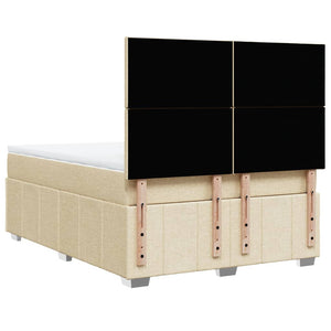 Κρεβάτι Boxspring με Στρώμα Κρεμ 160x200 εκ. Υφασμάτινο - Pakobazaar