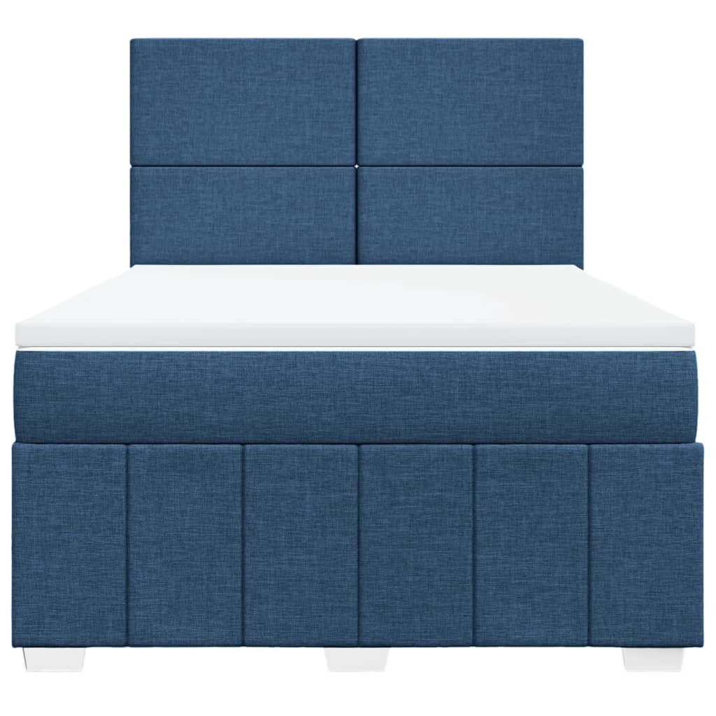 Κρεβάτι Boxspring με Στρώμα Μπλε 160x200 εκ. Υφασμάτινο - Pakobazaar