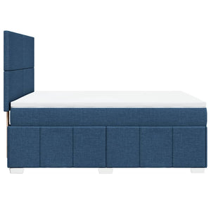 Κρεβάτι Boxspring με Στρώμα Μπλε 160x200 εκ. Υφασμάτινο - Pakobazaar