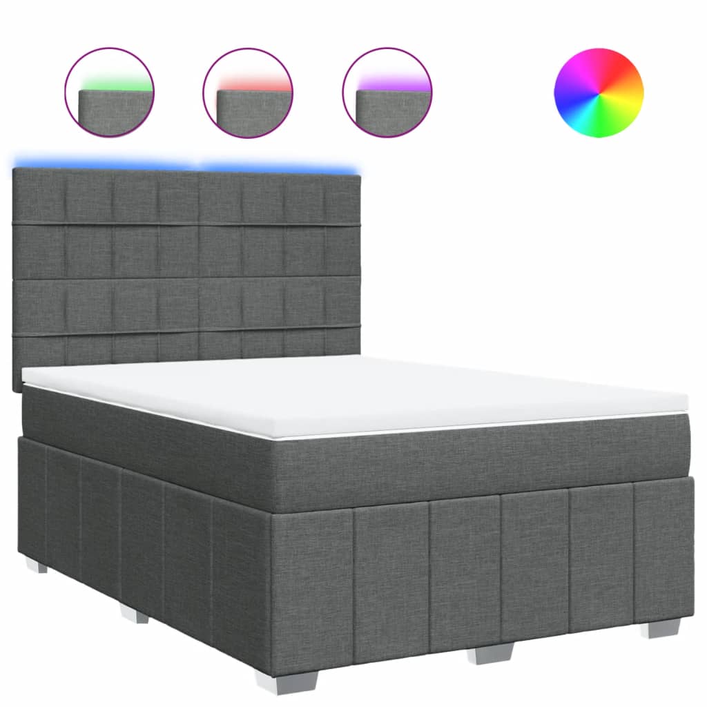 Κρεβάτι Boxspring με Στρώμα Σκούρο Γκρι 160x200 εκ Υφασμάτινο - Pakobazaar