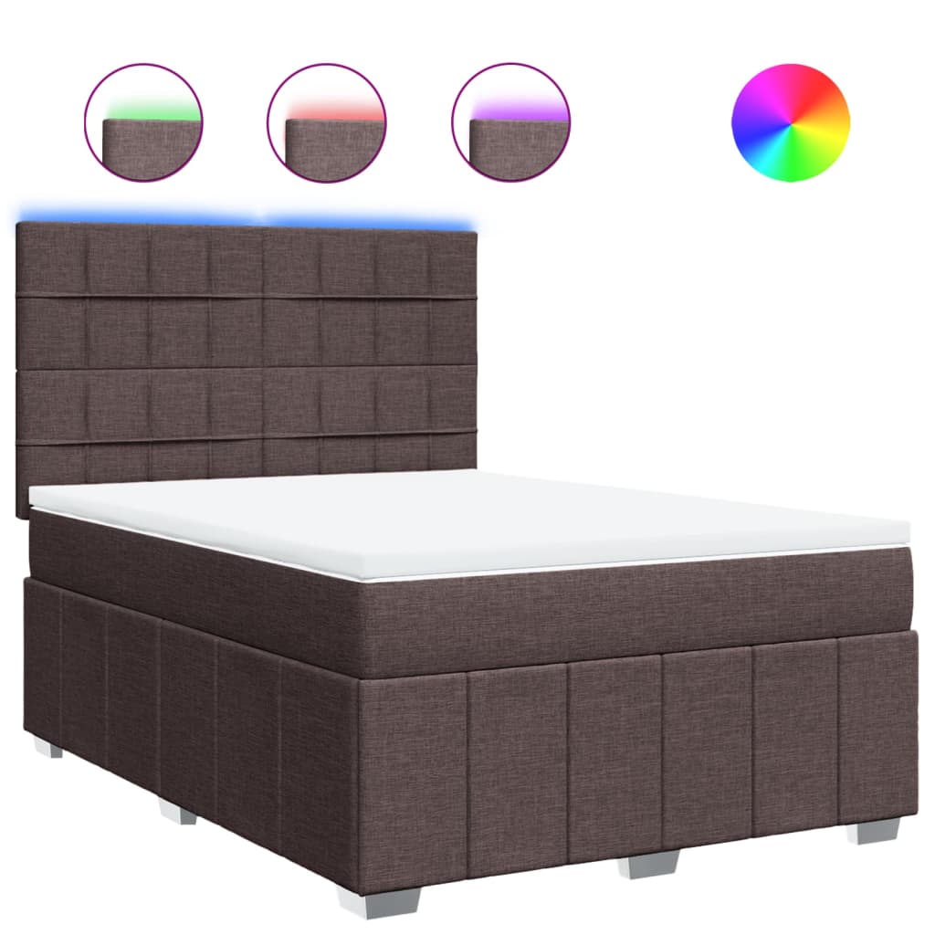 Κρεβάτι Boxspring με Στρώμα Σκούρο Καφέ 160x200 εκ Υφασμάτινο