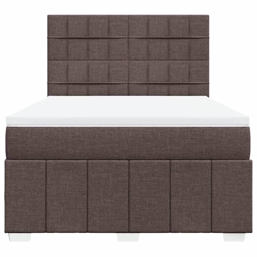 Κρεβάτι Boxspring με Στρώμα Σκούρο Καφέ 160x200 εκ Υφασμάτινο