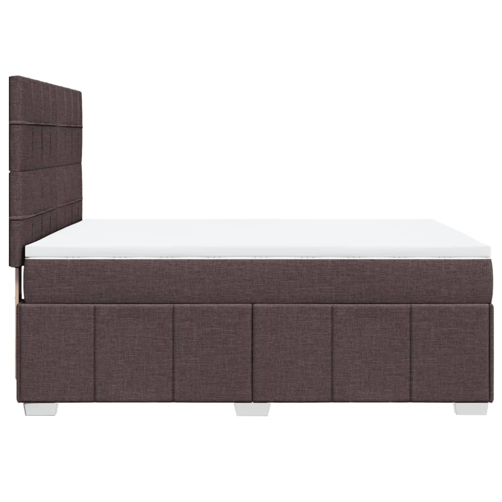 Κρεβάτι Boxspring με Στρώμα Σκούρο Καφέ 160x200 εκ Υφασμάτινο