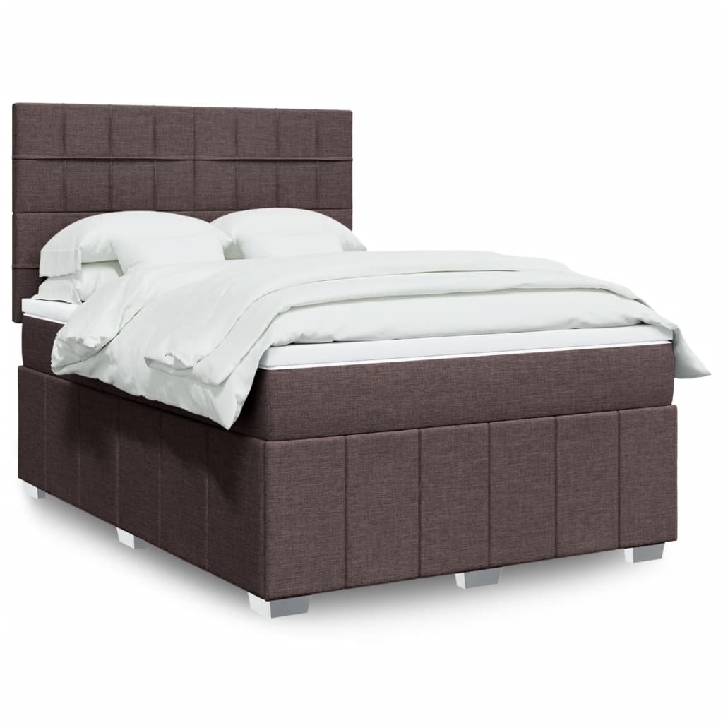Κρεβάτι Boxspring με Στρώμα Σκούρο Καφέ 160x200 εκ Υφασμάτινο