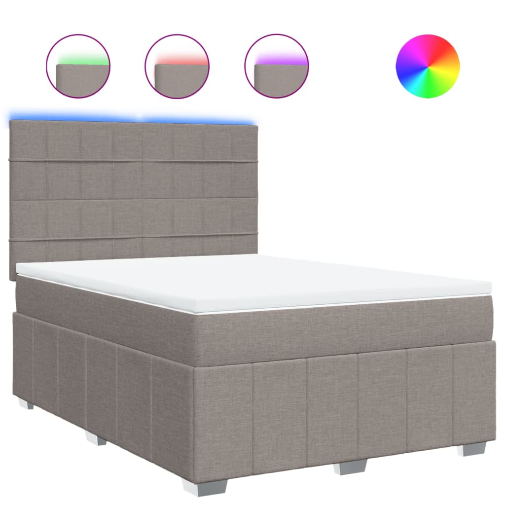 Κρεβάτι Boxspring με Στρώμα Taupe 160x200 εκ. Υφασμάτινο - Pakobazaar