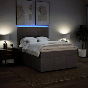 Κρεβάτι Boxspring με Στρώμα Taupe 160x200 εκ. Υφασμάτινο - Pakobazaar