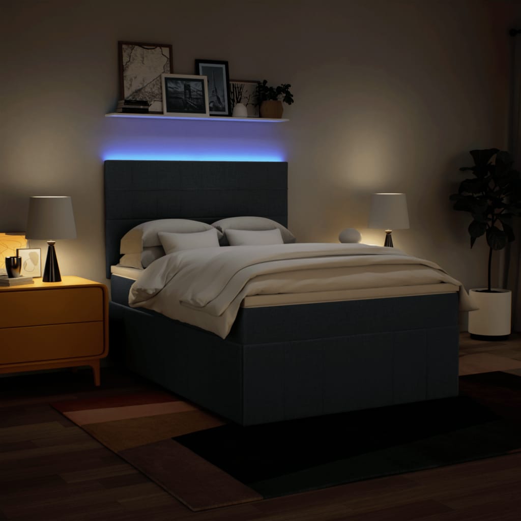 Κρεβάτι Boxspring με Στρώμα Μπλε 160x200 εκ. Υφασμάτινο - Pakobazaar