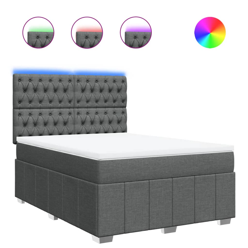 Κρεβάτι Boxspring με Στρώμα Σκούρο Γκρι 160x200 εκ Υφασμάτινο - Pakobazaar