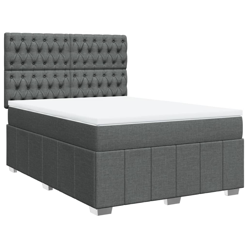 Κρεβάτι Boxspring με Στρώμα Σκούρο Γκρι 160x200 εκ Υφασμάτινο - Pakobazaar