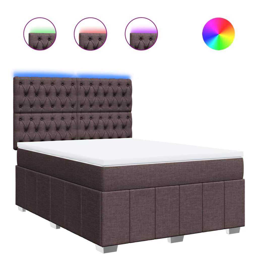 Κρεβάτι Boxspring με Στρώμα Σκούρο Καφέ 160x200 εκ Υφασμάτινο - Pakobazaar