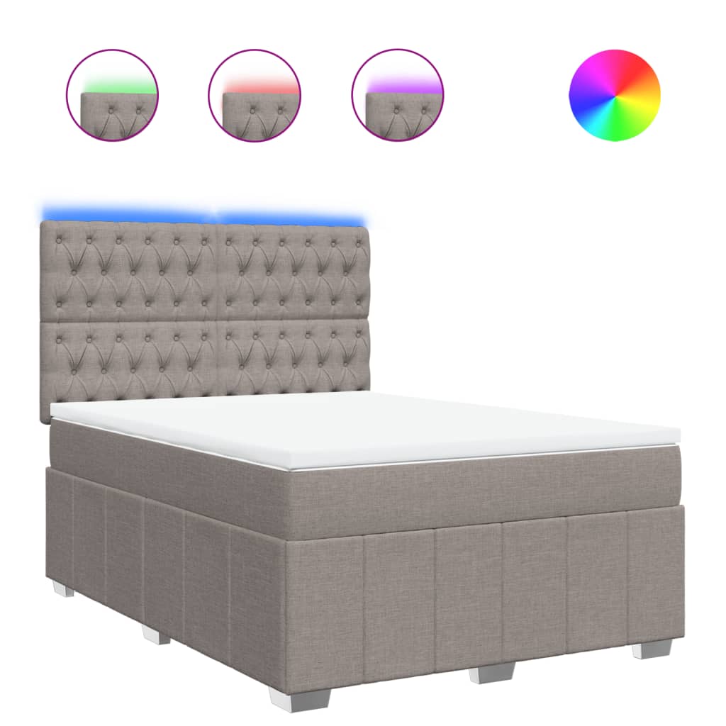 Κρεβάτι Boxspring με Στρώμα Taupe 160x200 εκ. Υφασμάτινο - Pakobazaar