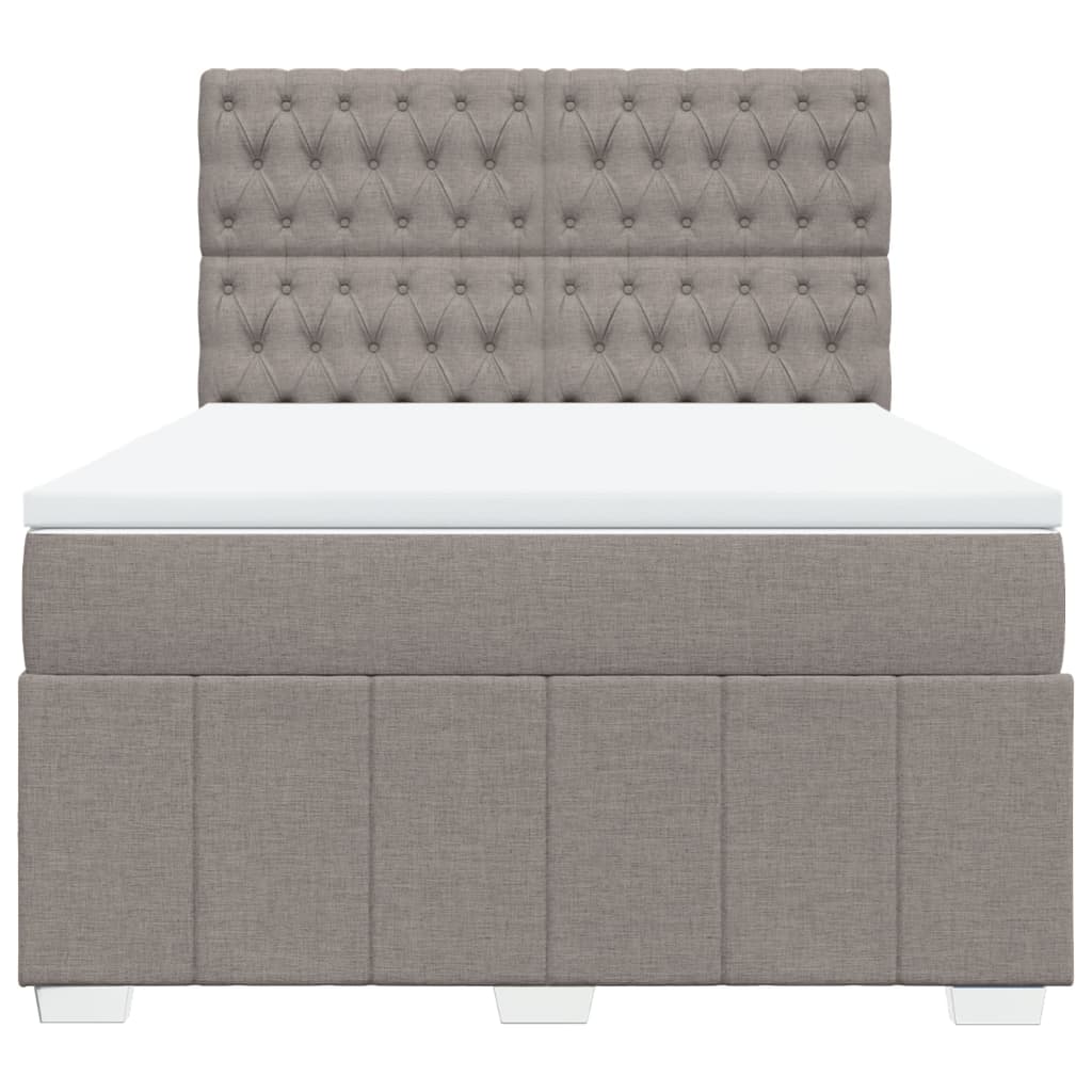 Κρεβάτι Boxspring με Στρώμα Taupe 160x200 εκ. Υφασμάτινο - Pakobazaar