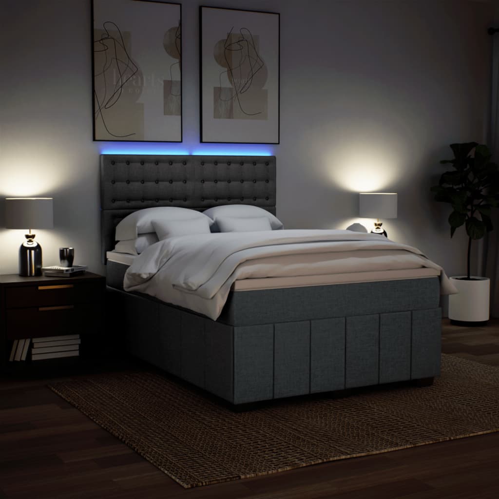 Κρεβάτι Boxspring με Στρώμα Σκούρο Γκρι 160x200 εκ Υφασμάτινο - Pakobazaar