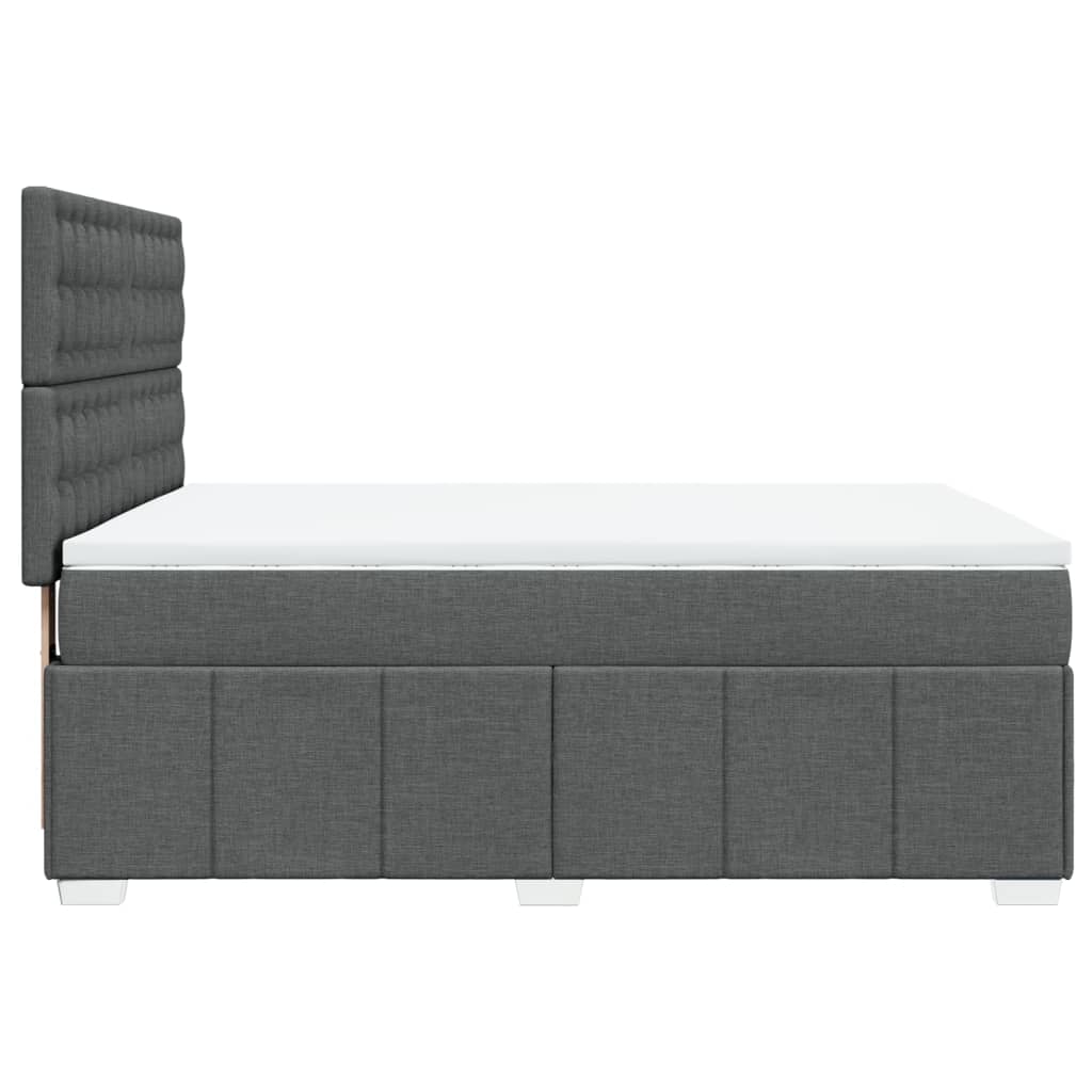 Κρεβάτι Boxspring με Στρώμα Σκούρο Γκρι 160x200 εκ Υφασμάτινο - Pakobazaar