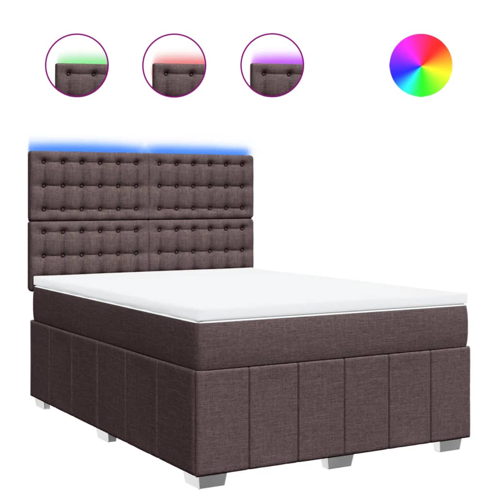 Κρεβάτι Boxspring με Στρώμα Σκούρο Καφέ 160x200 εκ Υφασμάτινο