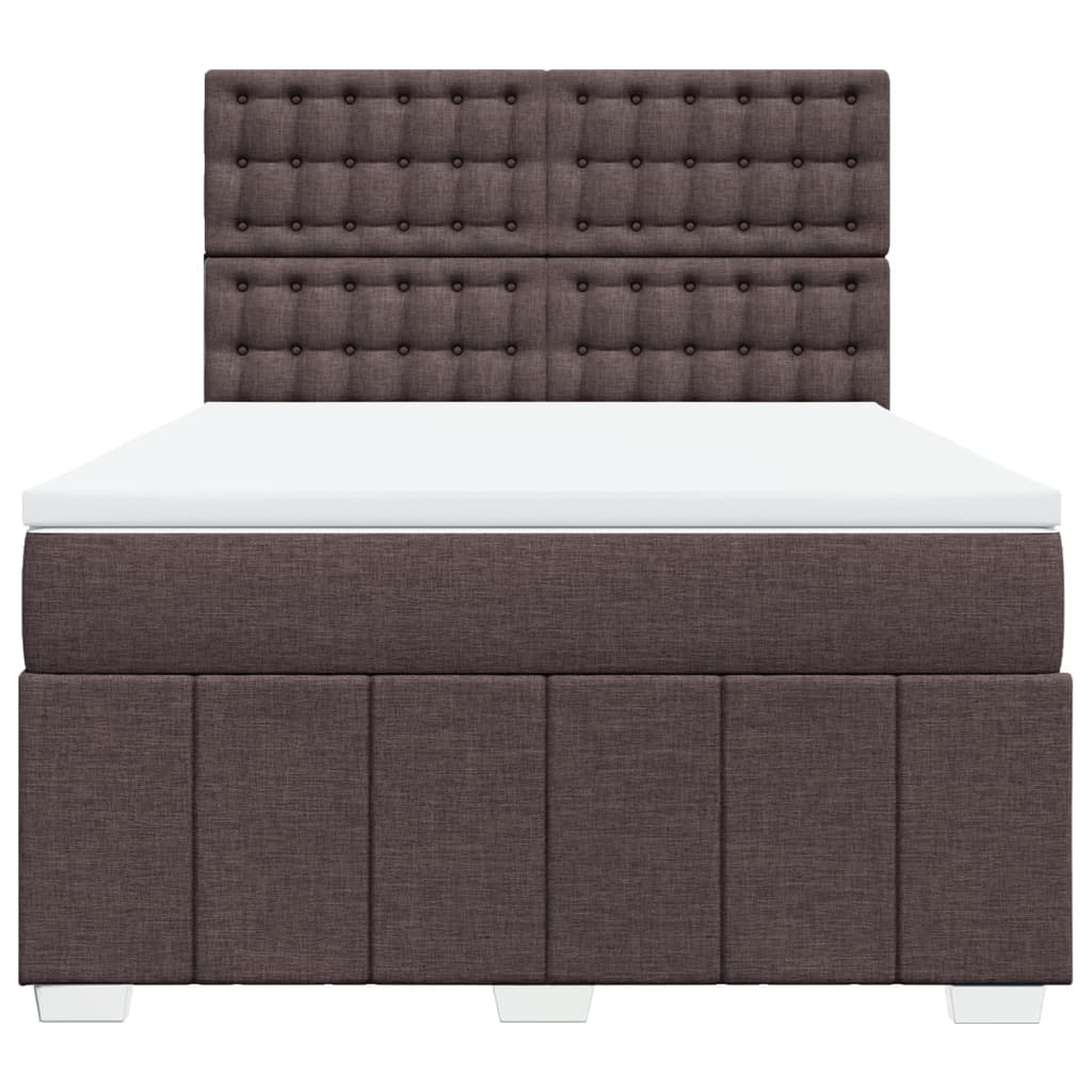 Κρεβάτι Boxspring με Στρώμα Σκούρο Καφέ 160x200 εκ Υφασμάτινο