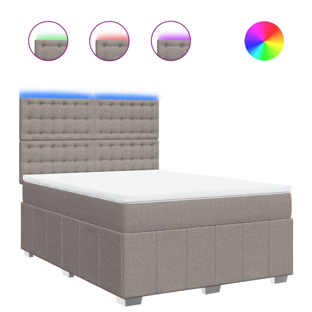 Κρεβάτι Boxspring με Στρώμα Taupe 160x200 εκ. Υφασμάτινο - Pakobazaar