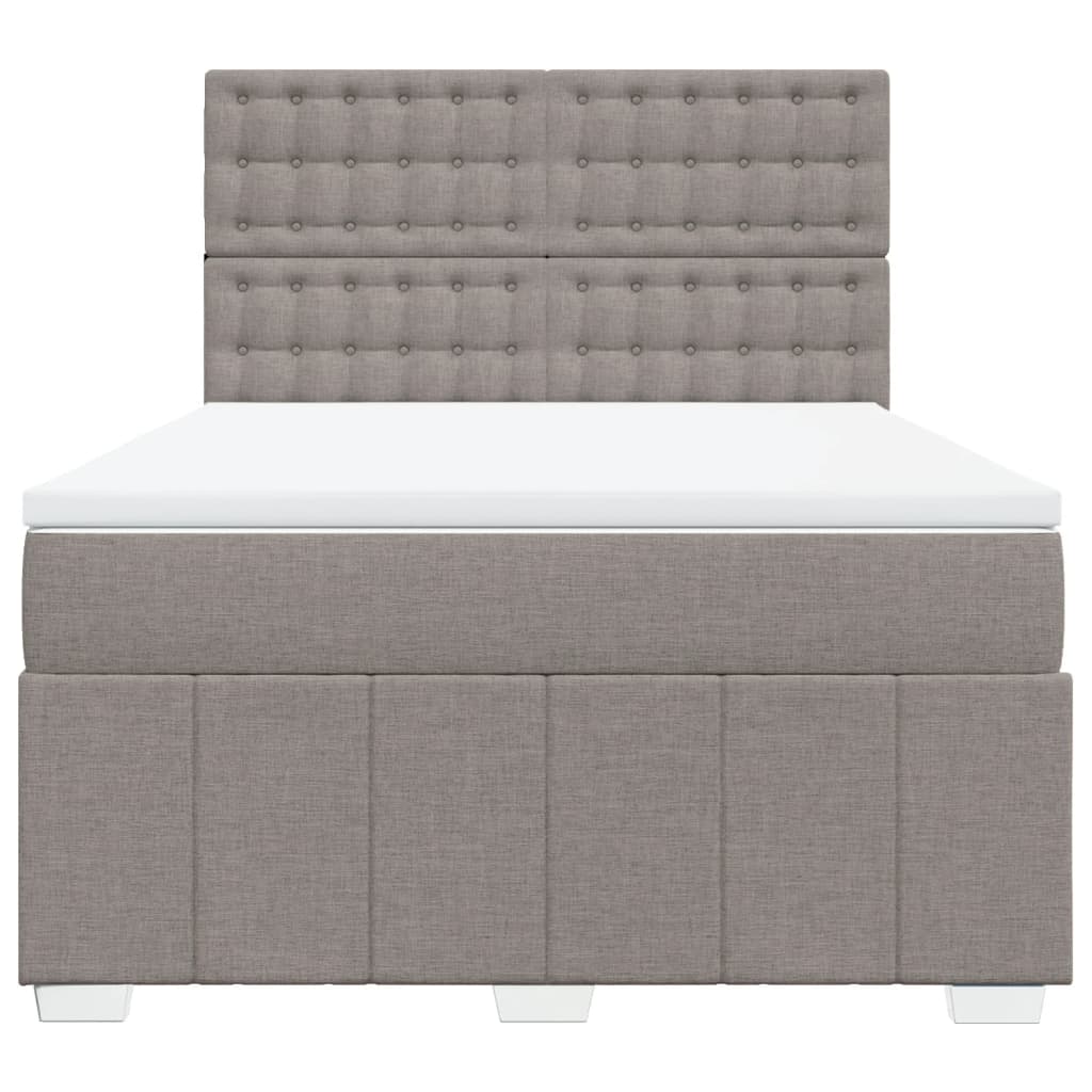 Κρεβάτι Boxspring με Στρώμα Taupe 160x200 εκ. Υφασμάτινο - Pakobazaar