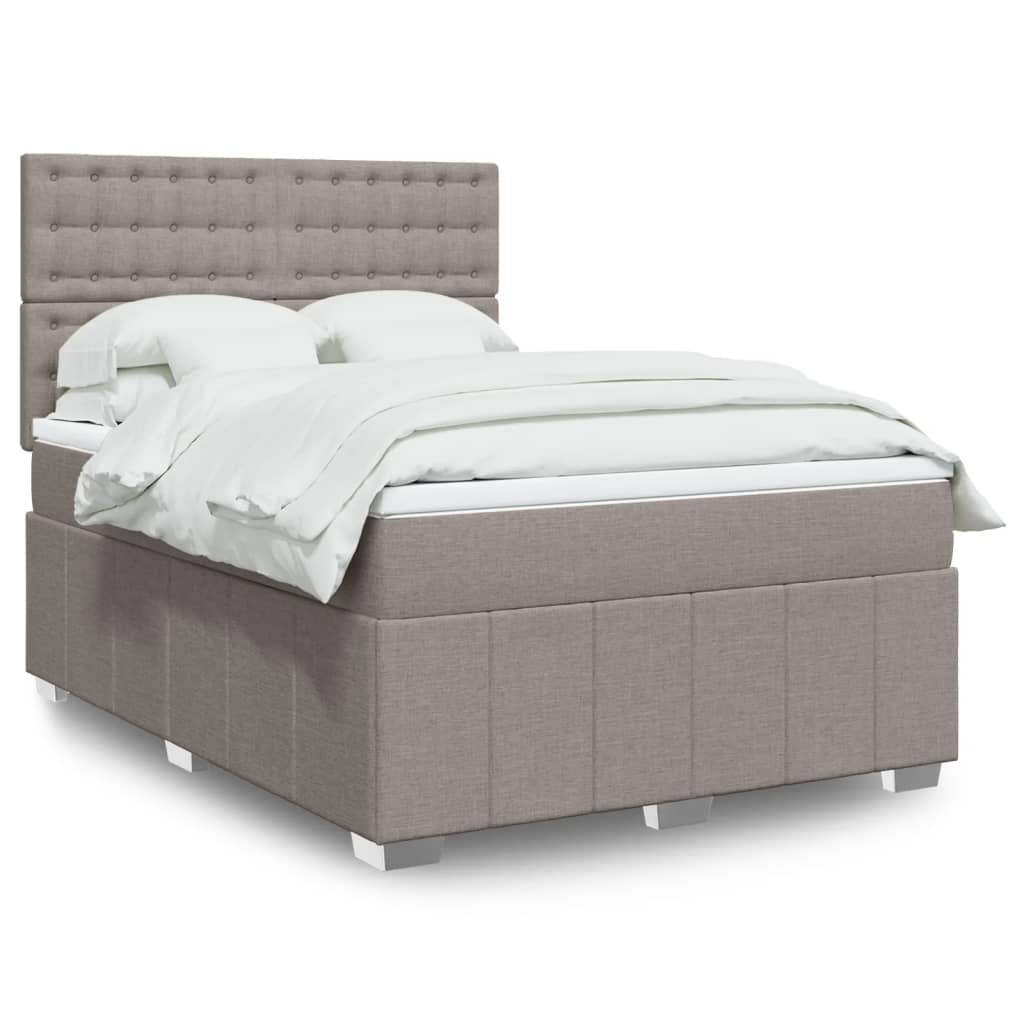 Κρεβάτι Boxspring με Στρώμα Taupe 160x200 εκ. Υφασμάτινο - Pakobazaar